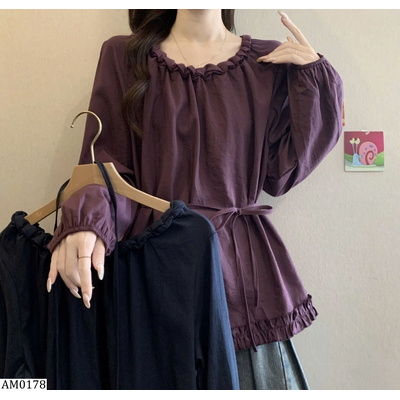 AM0178 ÁO SƠ MI NỮ BO GẤU ÔM EO