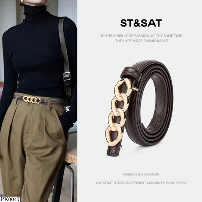 PK0048 THẮT LƯNG DA NHỎ XÍCH KIM LOẠI