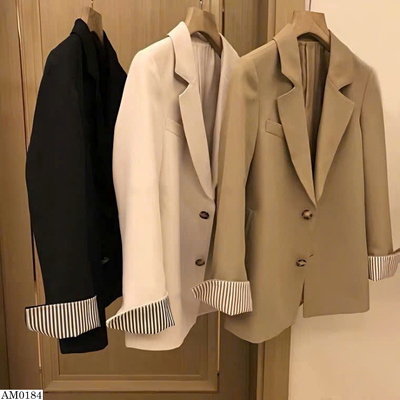 AM0184 ÁO BLAZER MIX TAY KẺ SỌC
