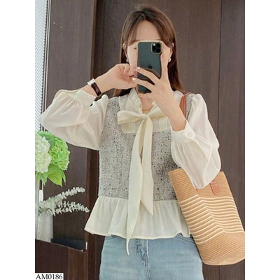 AM0186 ÁO SƠ MI VOAN MIX THÂN DẠ