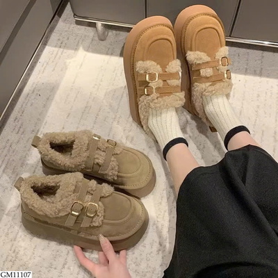 GM11107 GIÀY LOAFER LÓT LÔNG ĐẾ CAO NỮ 