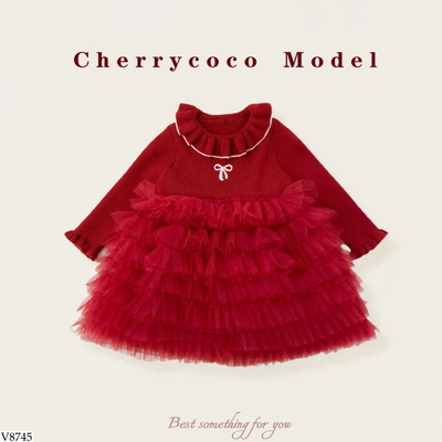 V8745 VÁY LEN ĐỎ TUTU CHERRYCOCO 