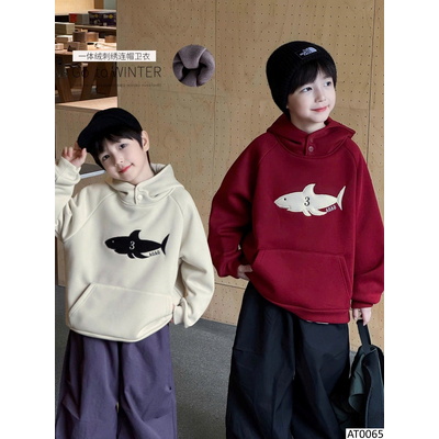 AT0065 ÁO NỈ HÌNH CÁ MẬP LÓT LÔNG HÃNG AOAOKIDS