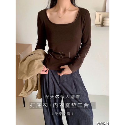 AM0246 ÁO GIỮ NHIỆT CỔ VUÔNG KÈM ĐỆM NGỰC NỮ