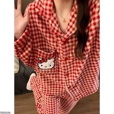 SM4106 BỘ NGỦ KITTY KẺ CARO