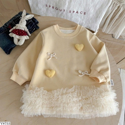 V8753 VÁY PHỐI VOAN PHỒNG KITTY BG