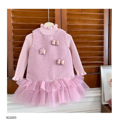 SG0203 SET VÁY DẠ PHỐI VOAN KÈM ÁO LEN