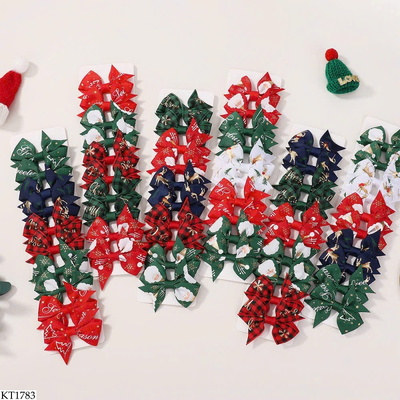 KT1783 BỘ 10 KẸP TÓC NƠ GIÁNG SINH