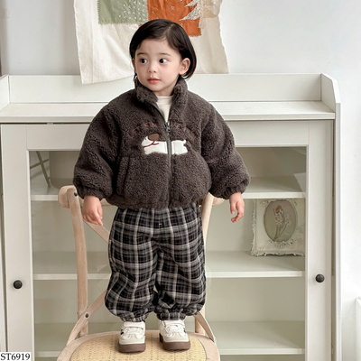 ST6919 SET KHOÁC LÔNG MIX QUẦN KẺ