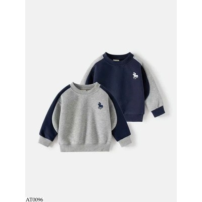 AT0096 ÁO NỈ PHỐI MÀU THÊU NGỰA WELLKIDS 