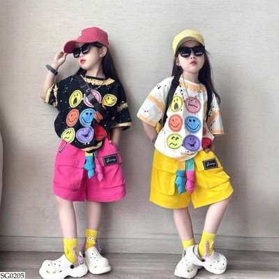 SG0205 SET ÁO PHÔNG MẶT CƯỜI MIX QUẦN SHORT BG