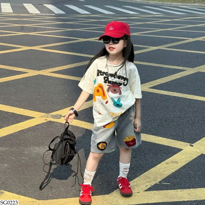 SG0223 SET ÁO PHÔNG PHỐI QUẦN SHORT JEAN