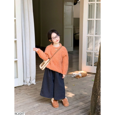 SG0207 SET ÁO LEN MIX QUẦN KẺ BG