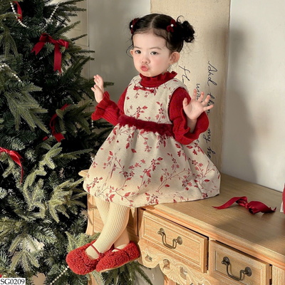 SG0209 SET ÁO LEN MIX VÁY HOA BG