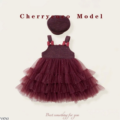V8763 VÁY CÔNG CHÚA KÈM MŨ CHERRYCOCO