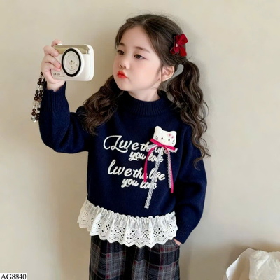 AG8840 ÁO LEN CHỮ KITTY BG