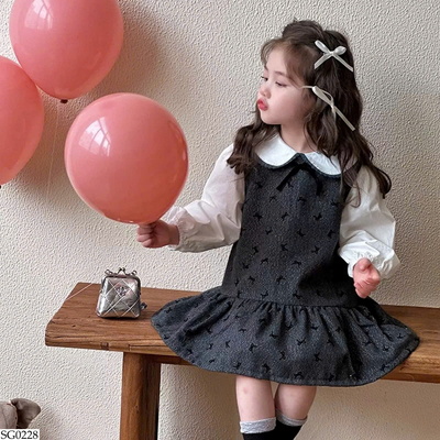 SG0228 SET ÁO SƠ MI MIX VÁY NƠ BG
