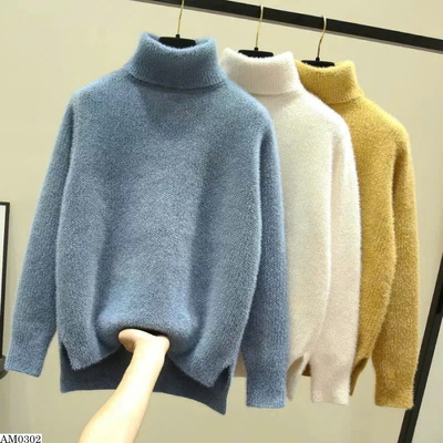 AM0302  ÁO LEN CỔ CAO LÔNG NỮ