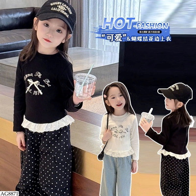AG8871 ÁO NƠ VIỀN BÈO CHO BÉ GÁI