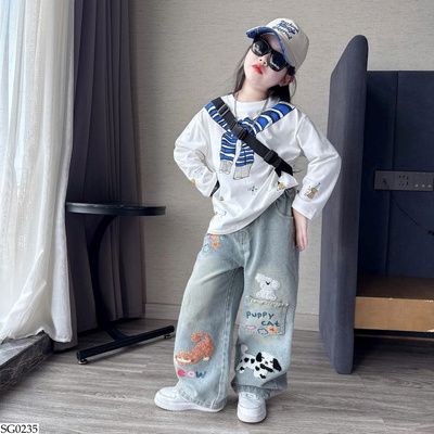 SG0235 ÁO THU ĐÔNG PHỐI QUẦN JEAN CHO BÉ