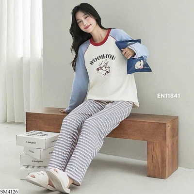 SM4126 BỘ NGỦ DÀI TAY DỄ THƯƠNG CÓ LÓT NGỰC 