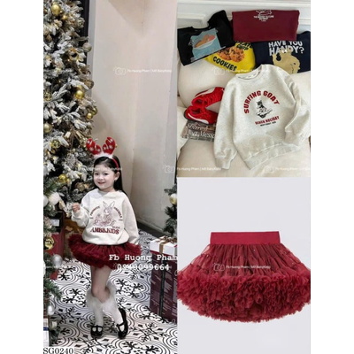 SG0240 ÁO NỈ IN CHỮ PHỐI VÁY TUTU