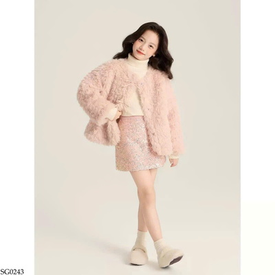 SG0243 SET ÁO KHOÁC LÔNG MIX CV KIM SA AMYBABY