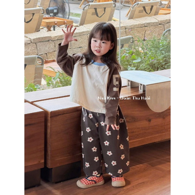 SG0259 SET ÁO THUN DÀI TAY MIX QUẦN HOA CHO BG