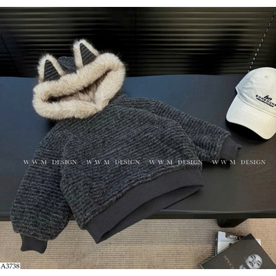 A3738 ÁO HOODIE TAI CÁO LÓT LÔNG CHO BÉ