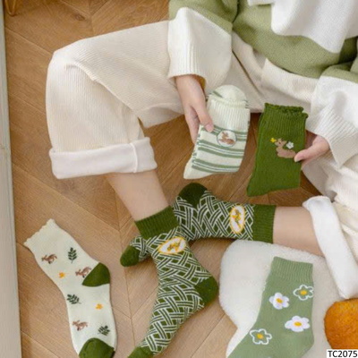 TC2075 SET 5 ĐÔI TẤT CỔ CAO HOẠ TIẾT