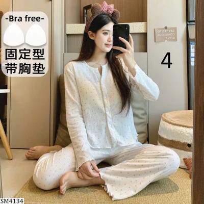 SM4134 BỘ NGỦ DÀI TAY KÈM ĐỆM NGỰC