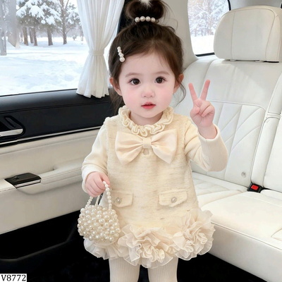 V8772 VÁY SÁT NÁCH ĐÍNH NƠ TIỂU THƯ
