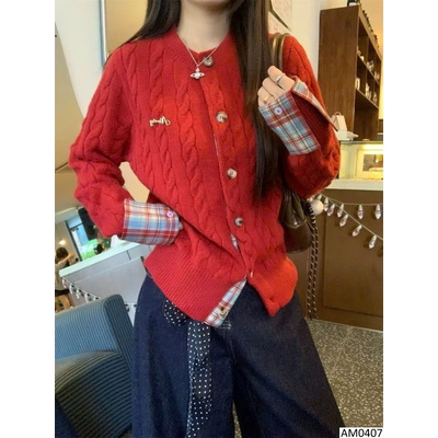 AM0407 ÁO CARDIGAN LEN PHỐI TAY