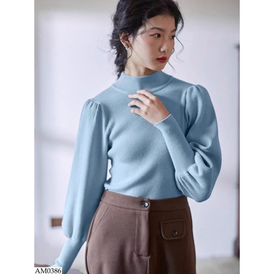 AM0386 ÁO LEN TAY BỒNG NỮ CỔ CAO