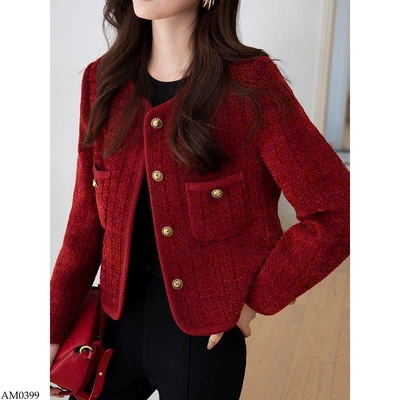 AM0399 ÁO DẠ TWEED ĐỎ NỮ
