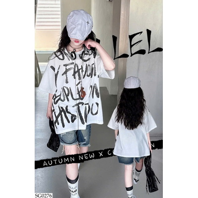 SG0276 SET ÁO PHÔNG CHỮ MIX JEAN RÁCH SZ ĐẠI