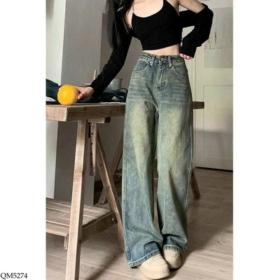 QM5274 QUẦN DENIM ỐNG SUÔNG PHONG CÁCH CỔ ĐIỂN