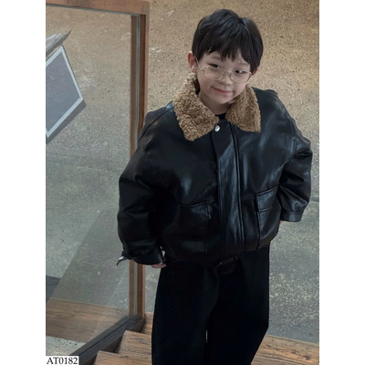AT0182 ÁO KHOÁC DA CỔ LÔNG BT