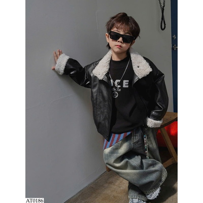 AT0186 ÁO KHOÁC DA PHỐI LÔNG BT