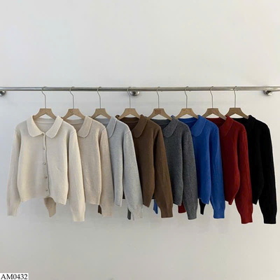 AM0432 ÁO CARDIGAN LEN CỔ SEN TRƠN MÀU