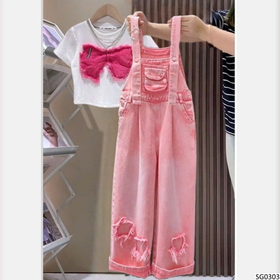 SG0303 SET ÁO PHÔNG CRT MIX QUẦN YẾM JEAN BG