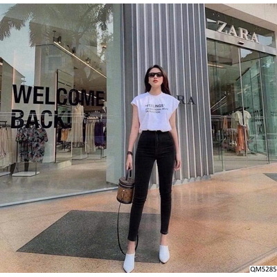 QM5285 QUẦN JEANS CẠP CAO HACK DÁNG