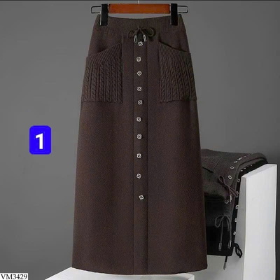 VM3429 CHÂN VÁY LEN DỆT DÁNG DÀI CÓ TÚI