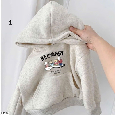 A3759 BST ÁO HOODIE HOẠT HÌNH TONE XÁM