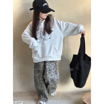 SG0297 SET ÁO HOODIE MÈO MIX QUẦN DA BEO