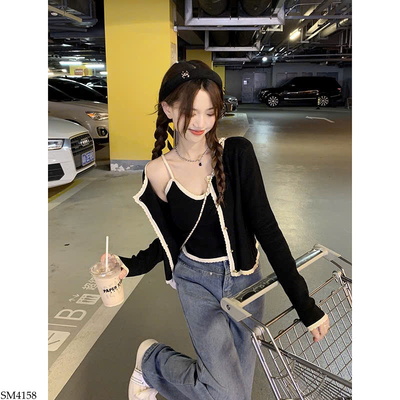SM4158 SET ÁO 2 DÂY MIX CARDIGAN NỮ