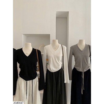 AM0447 ÁO CỔ V NỮ DÀI TAY