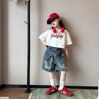 SG0307 SET ÁO PHÔNG CỘC TAY MIX SHORT JEAN BG