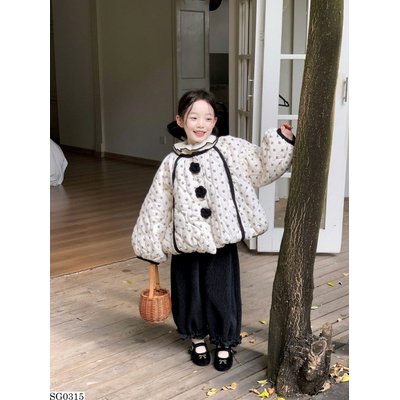 SG0315 SET ÁO PHAO CHẤM BI PHỐI QUẦN NHUNG
