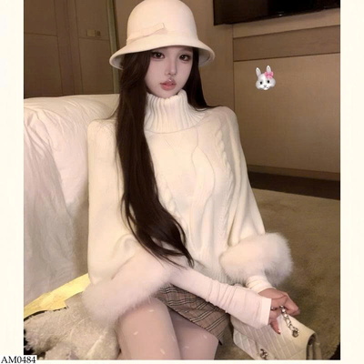 AM0484 ÁO LEN CỔ LỌ PHỐI LÔNG SANG CHẢNH